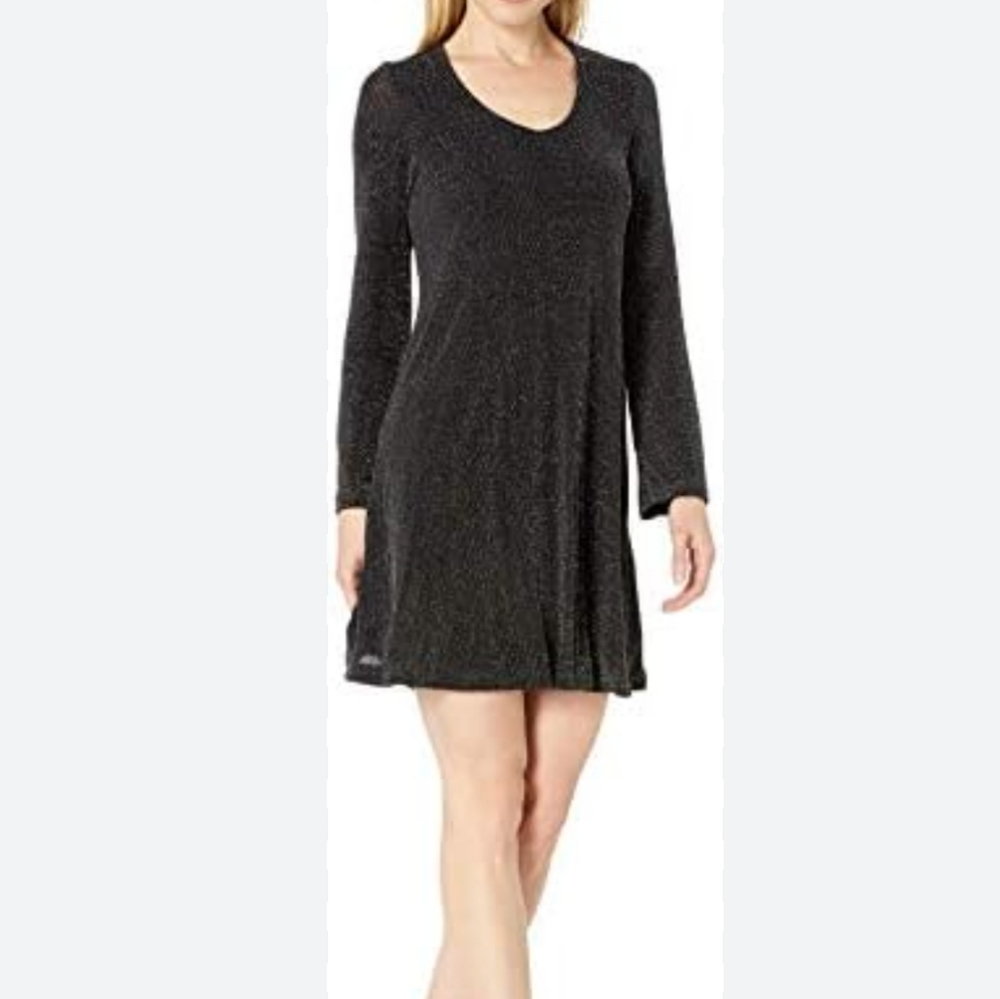 Express Knit Swing Gray Long Slevees Mini-Dress Size Small